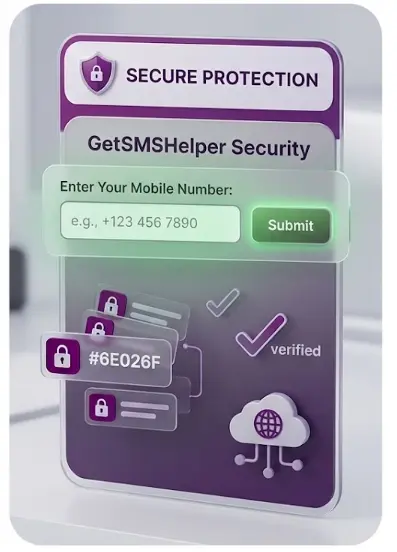 Step 1: Entering phone number for SMS protection on GetSMSHelper
